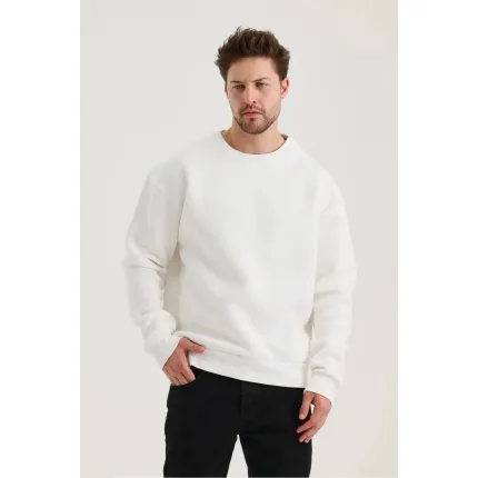 Beyaz Düz Sweatshirt
