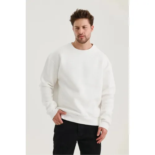 Beyaz Düz Sweatshirt