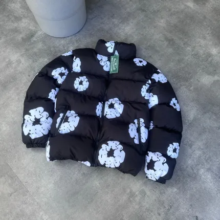 Oversize Papatya Siyah Şişme Mont