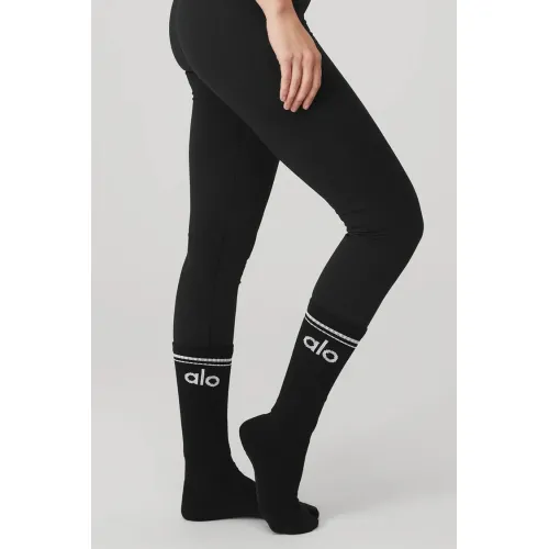 Alo Yoga 12 Adet. 3x4 Paket Women's Throwback Barre Sock - Black/White