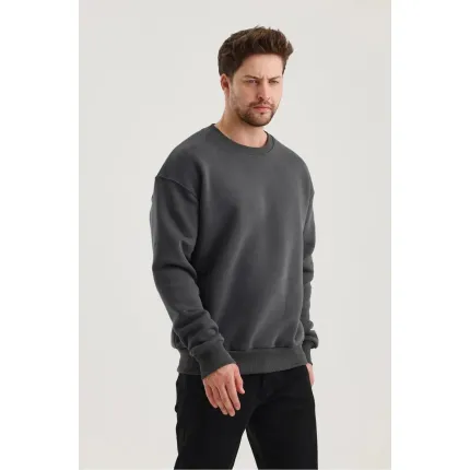 Gri Düz Sweatshirt Gri Düz Sweatshirt