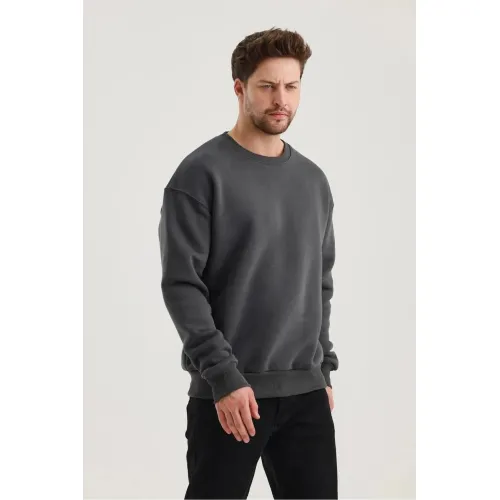 Gri Düz Sweatshirt Gri Düz Sweatshirt