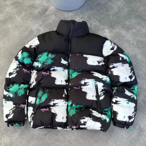 Oversize Yeşil Beyaz Desenli Şişme Mont