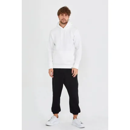Beyaz Kapüşonlu Sweatshirt