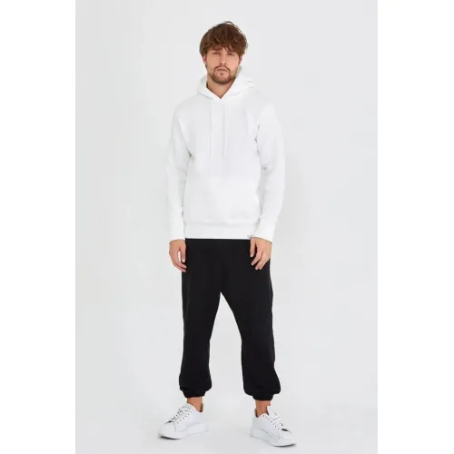 Beyaz Kapüşonlu Sweatshirt