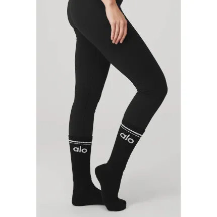 Alo Yoga 12 Adet. 3x4 Paket Women's Throwback Barre Sock - Black/White
