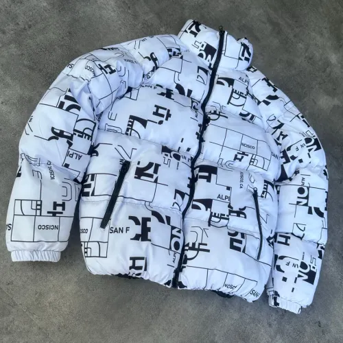 Oversize Francisco Beyaz Desenli Şişme Mont