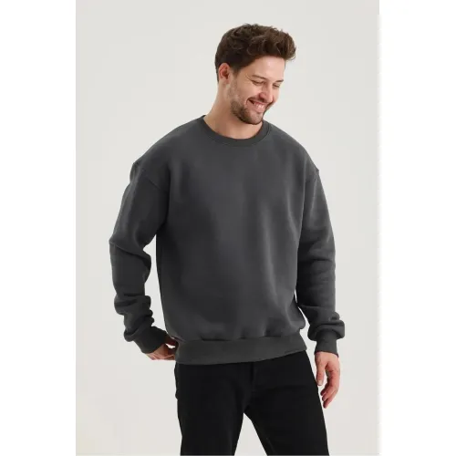 Gri Düz Sweatshirt Gri Düz Sweatshirt