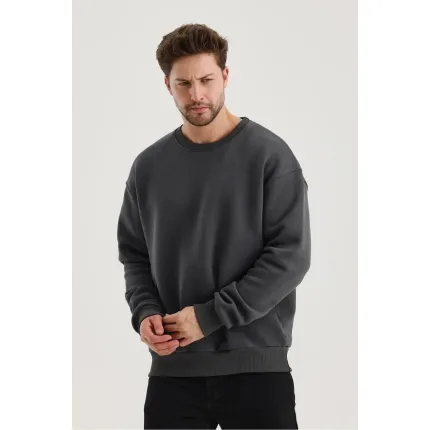 Gri Düz Sweatshirt Gri Düz Sweatshirt