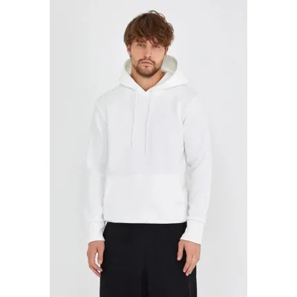 Beyaz Kapüşonlu Sweatshirt
