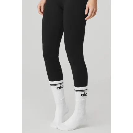 Alo Yoga 12 Adet. 3x4 Paket Women's Throwback Barre Sock - White/Black