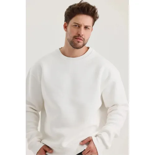Beyaz Düz Sweatshirt