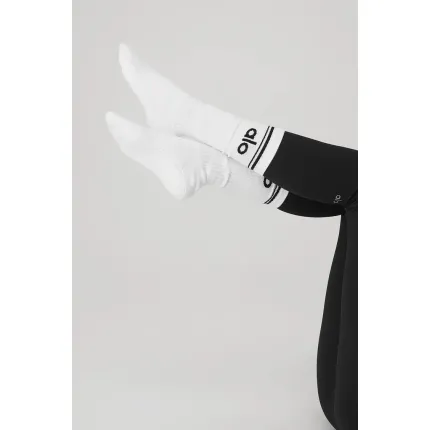 Alo Yoga 12 Adet. 3x4 Paket Women's Throwback Barre Sock - White/Black