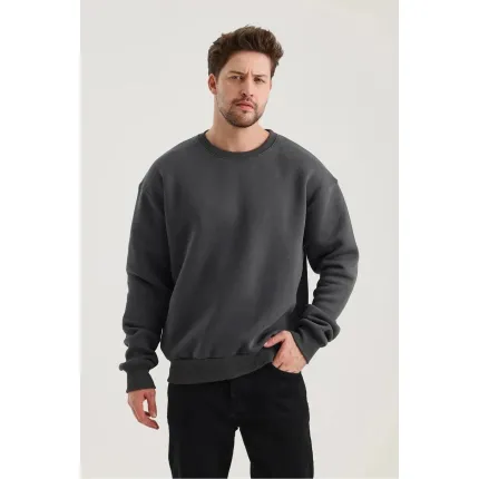 Gri Düz Sweatshirt Gri Düz Sweatshirt