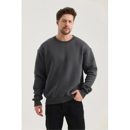 Gri Düz Sweatshirt Gri Düz Sweatshirt